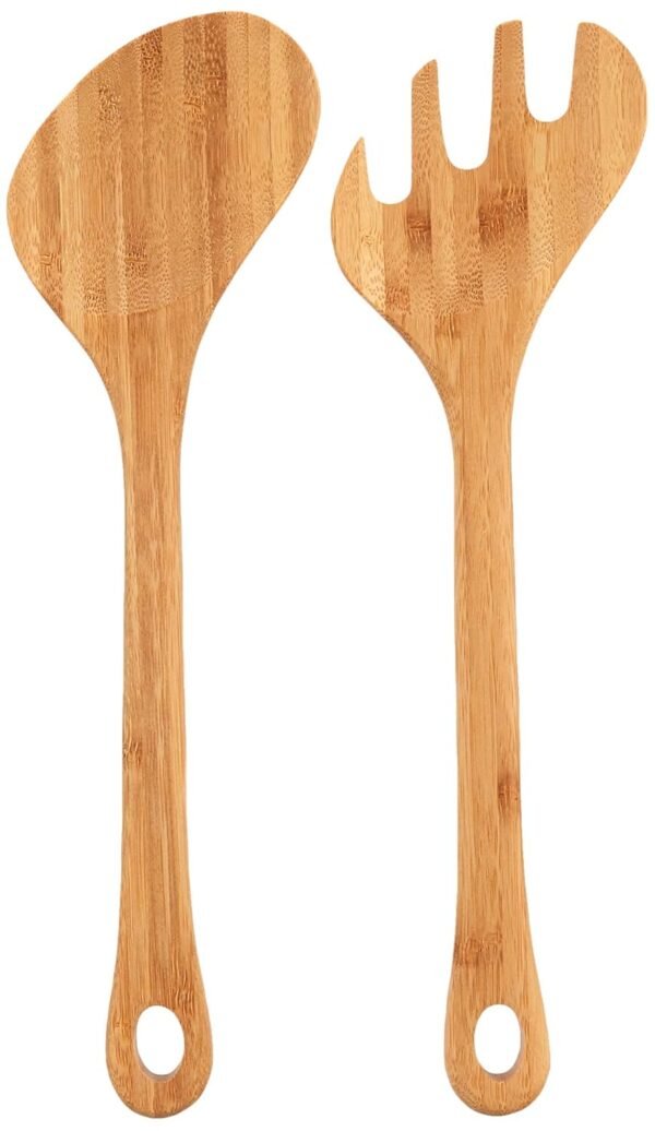 Lipper International Bamboo Wood Salad Bowls with Server Utensils, 7-Piece Set, Assorted Sizes - Image 4