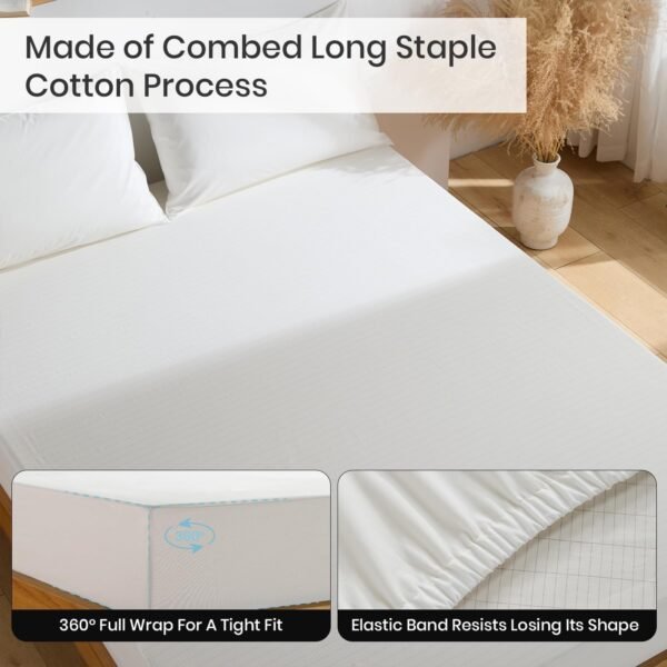 Grounding Sheets 5% Pure Silver Fiber 95% Organic Cotton Superior Earthing Fitted Sheet 400 Threads Earth Connected Bed Sheet with Pen Socket Tester and Long Grounding Cord (Queen 60"x80"x15" White) - Image 4