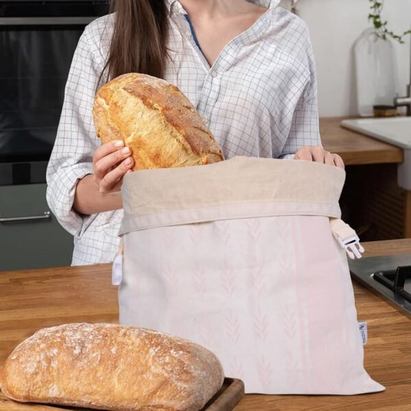 Reusable Bread Bags for Homemade Bread, 2 Pack Cotton Beeswax Bags for Sourdough Bread, XL Bread Storage Bag - Image 7