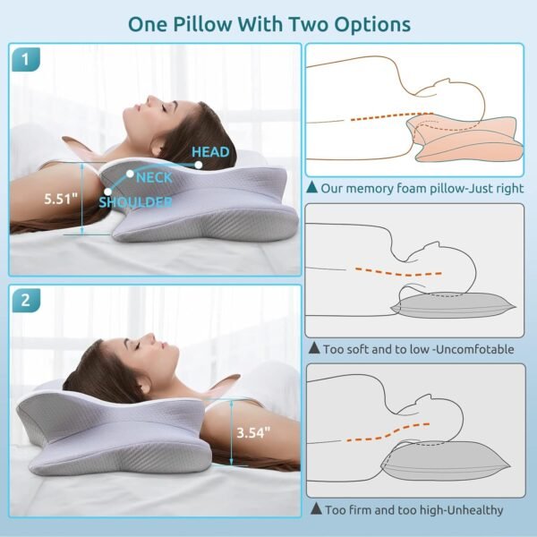 DONAMA Cervical Pillow for Neck and Shoulder,Contour Memory Foam Pillow,Ergonomic Neck Support Pillow for Side Back Stomach Sleepers with Pillowcase - Image 3
