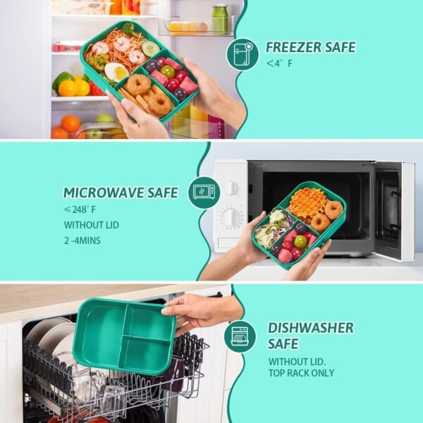 MISS BIG® Bento Box,Bento Box for Kids,Lunch Box Kids,Ideal Leakproof Kids Lunch Box,Lunch Containers No BPAs and Chemical Dyes,M/W,D/W & Fridge Safe(1150ml Green) - Image 5