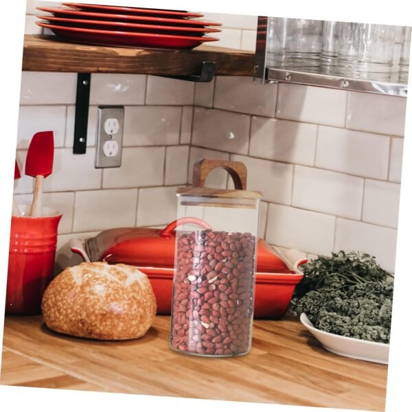 SECFOU Coffee Sugar Container Clear Food Canisters Meal Prep Containers with Lids Kitchen Canisters Cookie Containers with Lids Spice Jars with Labels Cereal Storage Containers Bins Glass - Image 2