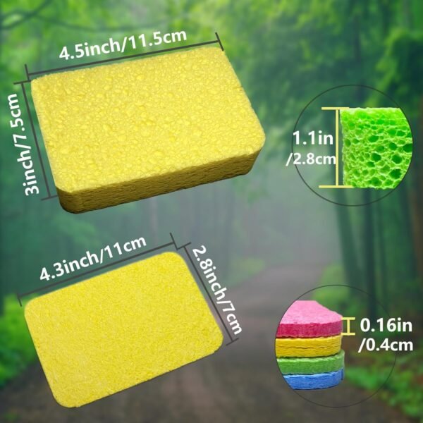 12Pack Large Cellulose Sponges, Compressed Cellulose Kitchen Sponges, Dish Washing Sponge, Household Cleaning Sponges, Durable Kitchen Sponges, Natural Wood Sponges for Dishes, Bathroom - Image 4