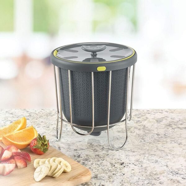 Polder Kitchen Composter-Flexible Silicone Bucket inverts for Emptying and Cleaning - no Need to Touch Contents- Adjustable lid for Ventilation & Airflow Control, Gray/Green - Image 8