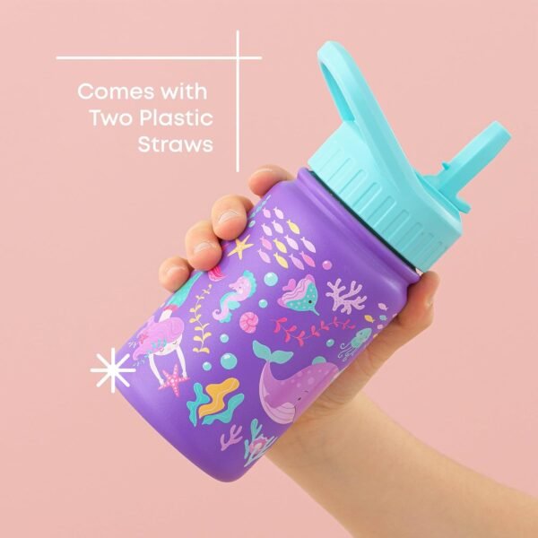 JoyJolt Kids Water Bottle with Straw Lid, 12oz Small Stainless Steel Reusable Tumbler for Kids, Girls, Boys, or Teen, Vacuum Insulated Water Bottle for School, Travel, and Outdoors, Leakproof - Image 5