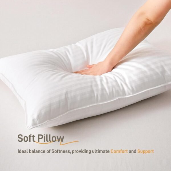 Hypoallergenic 100% Cotton Soft Down Alternative Pillow, Standard/Queen Size, Luxury Hotel Quality, Ideal for Side, Back and Stomach Sleepers, Oeko-TEX Certified - Image 3
