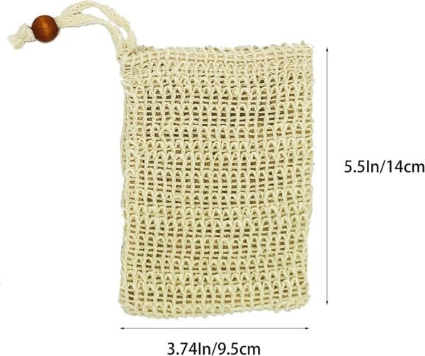 4 Pack Wooden Soap Dishes and 4 Pack Soap Exfoliating Bag, Hand Made Self Draining Soap Holders, Bar Soap Dishes for Bathroom, Shower, Kitchen - Image 3