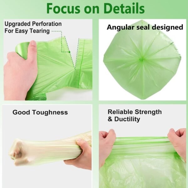 Small Trash Bags 1.2 Gallon - Biodegradable Garbage Bags Recycling Eco-Friendly Trash Can Plastic Liner Compostable Strong Bag for Bathroom Bedroom Office Kitchen Trash Can (120 Counts,Green) - Image 2
