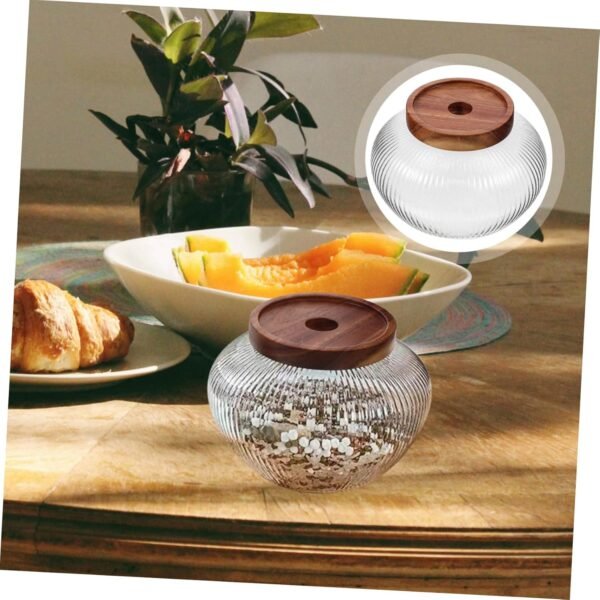 Luxshiny Glass Jar Airtight Container Storage Containers with Lids Dishwasher Cookie Jar Clear Jar with Lid Food Storage Containers Bell Jar Laundry Container Dryer Container House Wood - Image 4