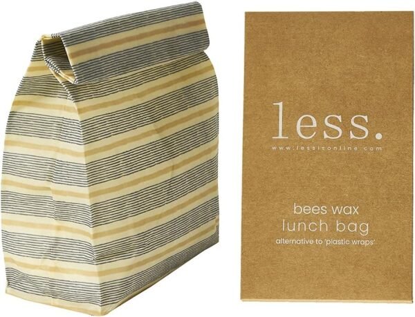 Less. Reusable Beeswax Lunch Bags, Size L (bread and produce) Zero Waste Cotton Lunch Wrap, Plastic Free Alternative Storage Bag