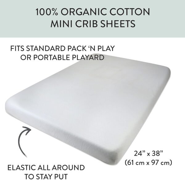 HonestBaby Organic Cotton Mini Crib Sheet, White, One Size - Image 2