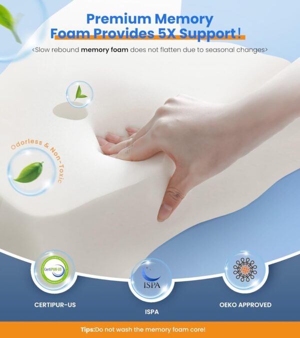 Ultra Pain Relief Cooling Pillow for Neck Support, Adjustable Cervical Pillow Cozy Sleeping, Odorless Ergonomic Contour Memory Foam Pillows, Orthopedic Bed Pillow for Side Back Stomach Sleeper - Image 6