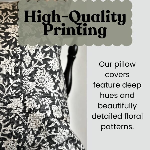 Clasica Studio Vintage Floral Throw Pillow Cover 18x18 Black Modern Transitional Double-Sided - Image 7