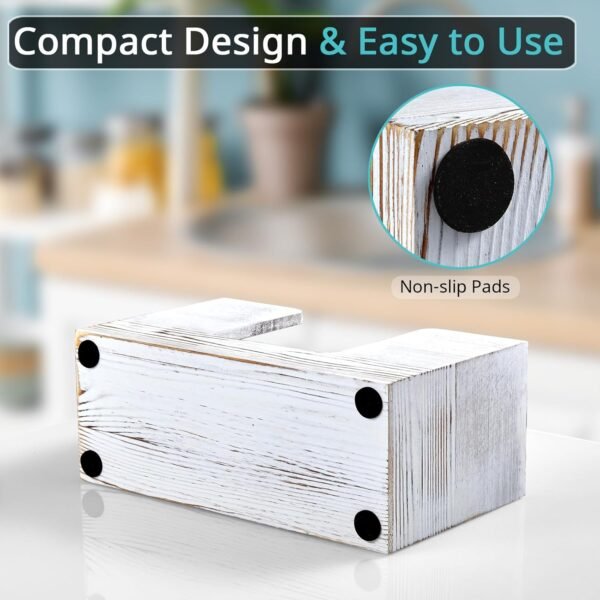 Paper Towel Dispenser Countertop, Wooden Bathroom Paper Towel Holder, Rustic White Napkin Holder for Kitchen, Countertop Multifold C-Fold, Z-Fold, Trifold Paper Hand Towel Dispenser for Toilet - Image 4