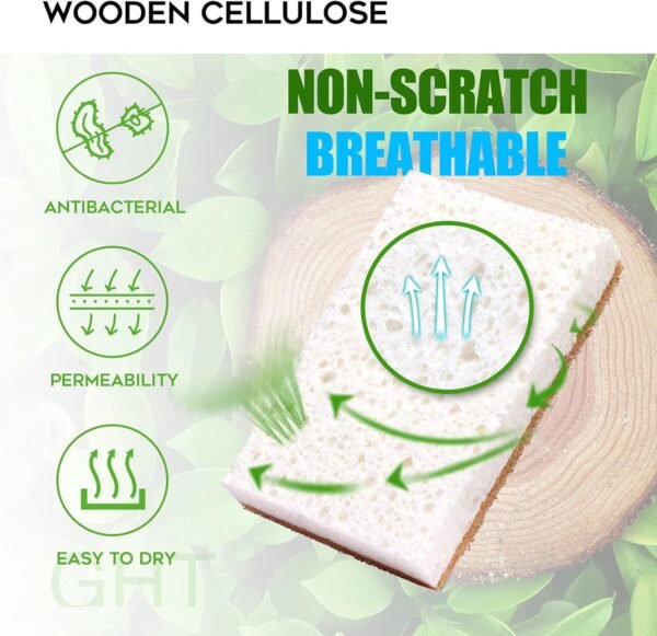 Natural Sponges Kitchen 9Pack,Eco Friendly Non-Scratch Scrub Sponge,Biodegradable Sisal Scrubber with Compostable Dish Sponges for Kitchen Cleaning… - Image 3