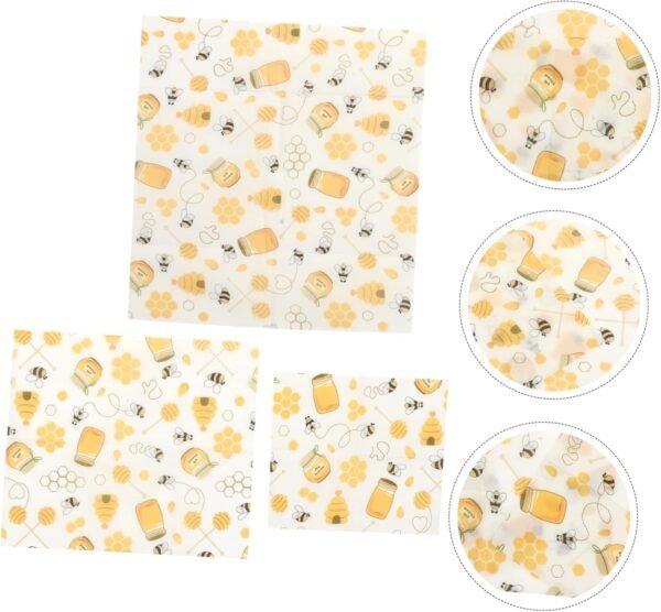 minkissy 3pcs Beeswax Food Wraps Lid Mason Jar Food Wrappers Reusable Wax Wraps Bee Food Wraps Bees Wax Wraps Reusable Washable Packaging Cloths Plastic Paper Clothing - Image 3