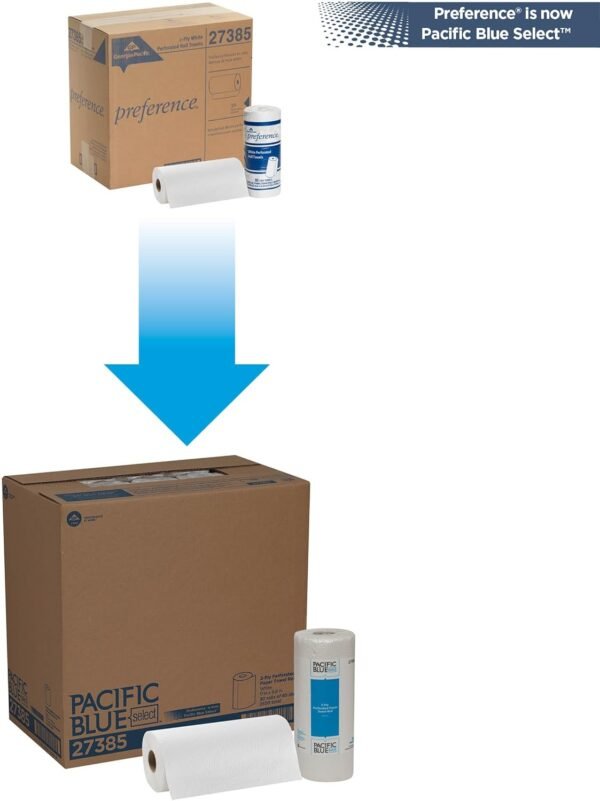 Georgia-Pacific Blue Select 2-Ply Perforated Paper Towel Rolls, 27385, 85 Sheets Per Roll, 30 Rolls Per Case - Image 2