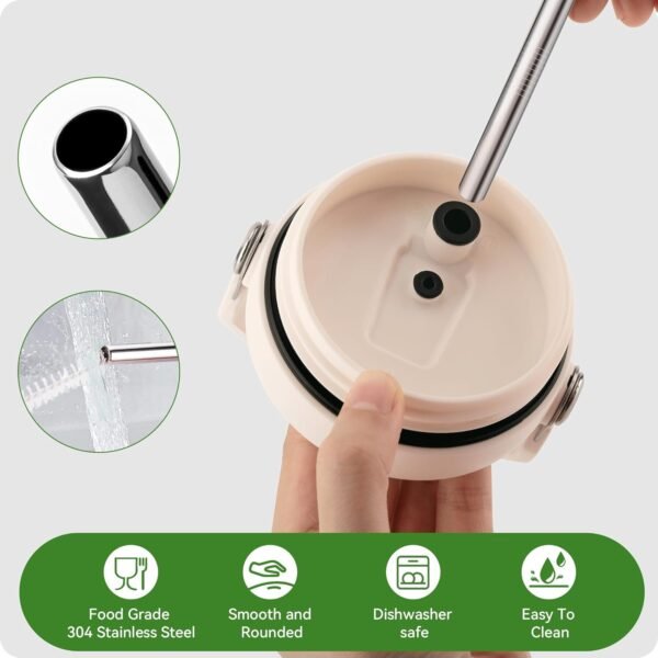 Snowfall 5 Pcs Reusable Straw for Stanley Ice Flow Tumbler, Stainless Steel Straws Accessories with Cleaning Brush, Replacement for 64 oz Stanley Flip Straw Cup - Image 3