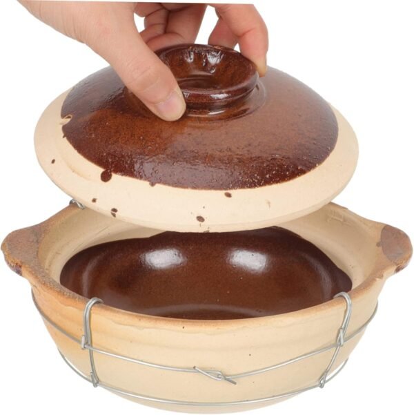 Kitchen Cookware Soup Bowls with Lids Earthen Cookware Soup Bowl with Lid Casseroles Cookware Stone Pot Korean Ceramic Hot Pot Earthenware Pot Large Chinese Medicine Pot Iron Clay, 20x17cm - Image 5