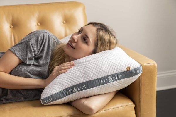 Eli & Elm | Best Ergonomic Side Sleeper Pillow for Neck Pain. Supportive Cooling Latex Fill with Luxury Breathable Cover. U-Shape Contoured Design. Queen Size Bed Pillow. (Pillow & Pillow Case) - Image 3