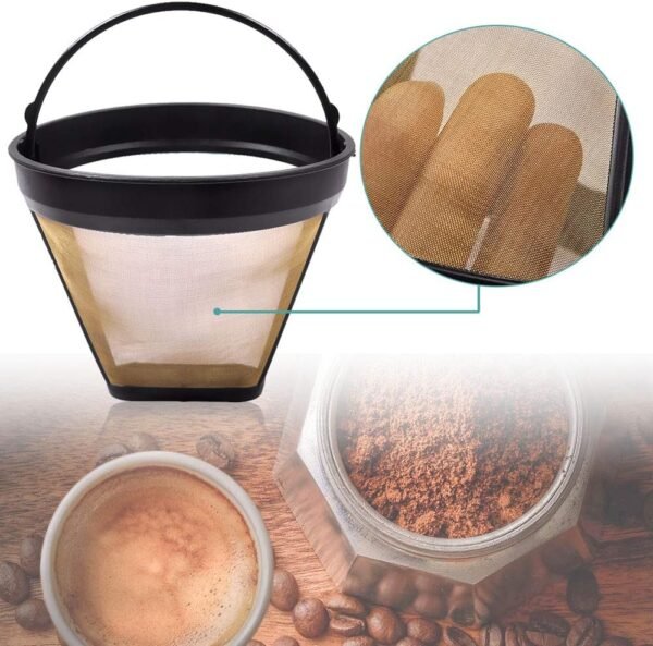 KEEPOW Reusable Coffee Filter Replacement 14 cup Compatible with Cuisinart DCC-3200 DCC-1200 Coffee Maker, Gold Tone Coffee Filter Basket 10 12 14 Cup - Image 8