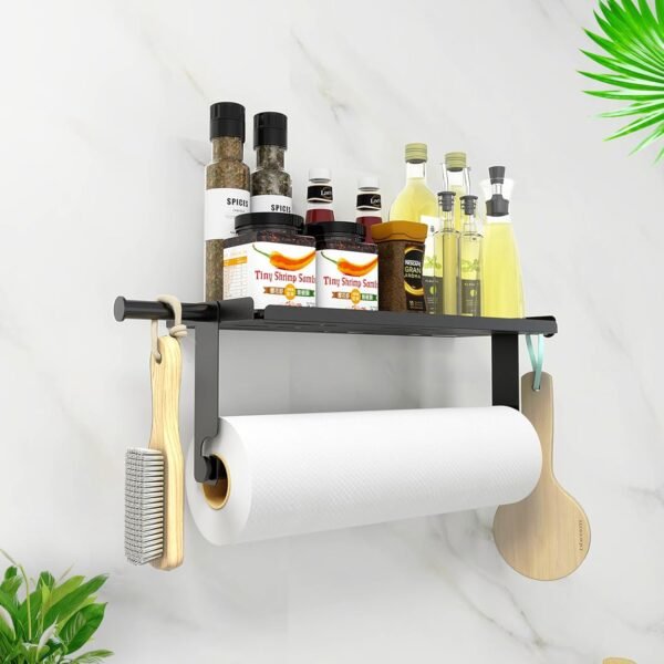 Garage Paper Towel Holder Wall Mount, Stainless Steel Paper Towel Holder with Shelf & Extension Hanging Rod, Garage Organization and Storage Paper Towel Rack for Garage Tool Room Workbench Kitchen - Image 7