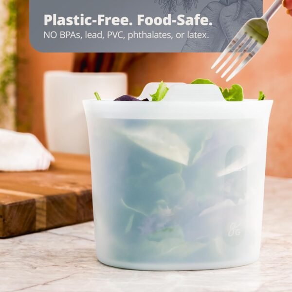 Greater Goods Reusable Silicone Containers for Food Storage, BPA- Free, Microwave, and Oven Safe, Clear, 32 Oz (1 Set of 3) - Image 4