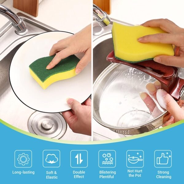 AIDEA Heavy Duty Scrub Sponge-50 Count, Cleaning Sponge, Kitchen Dish Sponge, Effortless Cleaning Eco Scrub Pads for Dishes,Pots,Pans All at Once - Image 2