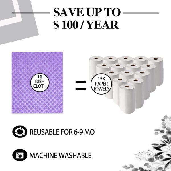 Swedish-dishcloths-for-Kitchen-10 Pack Swedish Dish Towels & Cellulose Sponge Cloth,Biodegradable and Reusable Cleaning Cloths,Absorbent and Quick Drying Dishcloth - Image 6