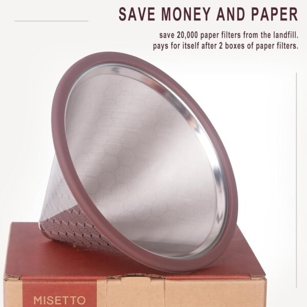 Compatible for Hario V60 & Chemex Pour Over Coffee Filters -MISETTO Reusable Stainless Steel - Best Coffee Maker and Bar Accessories - Image 5
