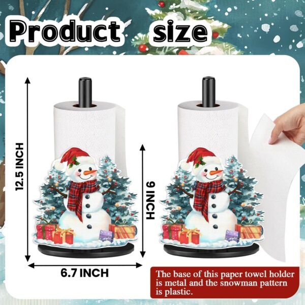Snowman Paper Towel Holder, Christmas Decoration for Kitchen Home Bathroom, Metal Stand Paper Towel Holder Stand Large, Fall Towels Paper Holder for Countertops Farmhouse Decor - Image 3
