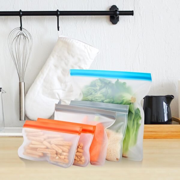 Leetaltree Reusable Food Storage Bags, 10 Pack Dishwasher Freezer Safe PEVA Bags, Leak Proof & Airtight Reusable Freezer Bags for Food Storage and Home Organization - Image 6