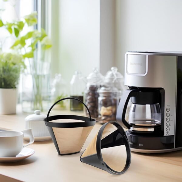 Gold Coffee Filter Reusable #4 Cone Coffee Filters Basket Replacement fits Cuisinart/Ninja Coffee Makers and Brewers (1) - Image 7