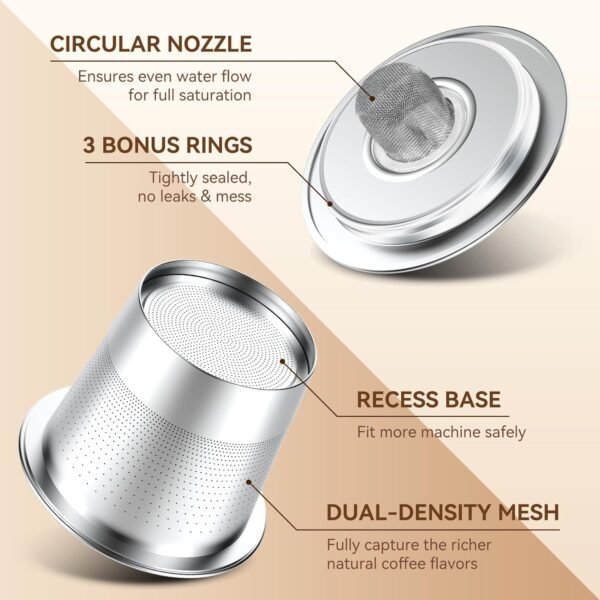 CAPMESSO Reusable K Cups for Keurig 1.0: Stainless Steel Coffee Pod Metal Refillable K Cup - Universal Coffee Filters for Keurig 1.0 Coffee Maker, Eco-Friendly, Innovative Design - Image 4
