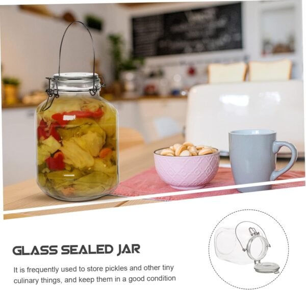 MAGICLULU Glass Storage Jar Storage Grain Jar Clear Storage Container Pickle Holder Storage Jar with Handle Cereal Containers Kitchen Food Storage Container Kimchi Container Jars Iron - Image 2