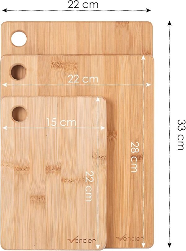 Thick Wooden Cutting Boards Set - Perfect for Meat Carving, Vegetable and Bread Cutting - Bamboo Chopping Board Ensemble (3pc Set) - Image 2