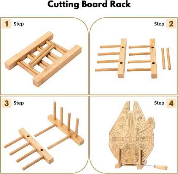 Bamboo Engraved Cutting Board Set, Handmade Bamboo Cutting Board with Holder, Wood Charcuterie Board with Cheese Knives, Kitchen Chopping Boards for Dad, Unique Christmas Gifts for Men - Image 7