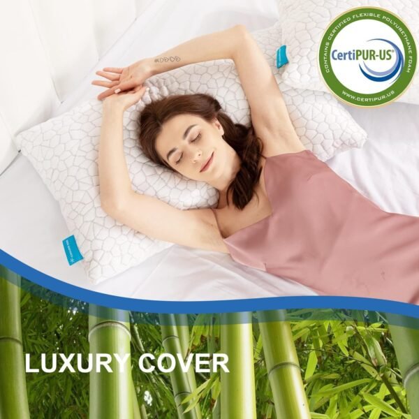 SUPA MODERN Cooling Bed Pillows for Sleeping 2 Pack Shredded Memory Foam Pillows Adjustable Cool Pillow for Side Back Stomach Sleepers Luxury Gel Pillows Queen Size Set of 2 Washable Removable Cover - Image 4