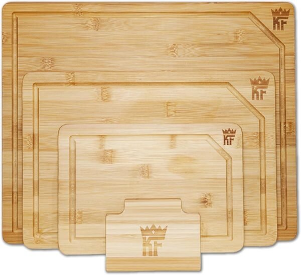 Bamboo Cutting Board Set for Kitchen Meal Prep & Serving, Charcuterie Boards or Chopping Board Set, Kitchen Gift or Kitchen Gadgets - Strong and Thick for Durability