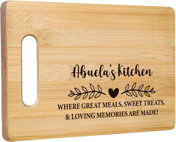Abuela Gifts Cutting Boards for Kitchen, Regalos Para Abuela, Grendma Bamboo Cutting Board Gifts for Abuela, Abuela’s Kitchen Where Great Meals Sweet Treats & Loving Memories Are Made