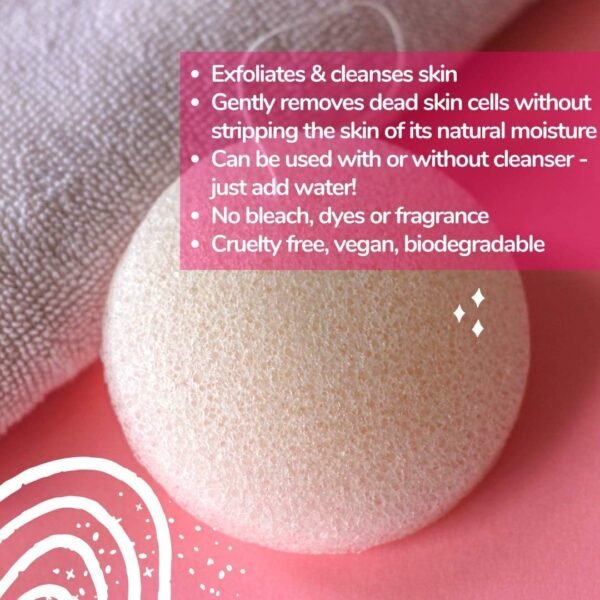 Gentle Exfoliating Facial Sponge, Dye Free, Fragrance Free, for Dry, Normal, Sensitive, Combination, and Oily Skin, Biodegradable All Natural Korean Skincare - Image 2