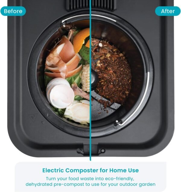 Home Zone Living Electric Composter for Kitchen, Helps Turn Food Waste Into Pre-Compost, Features Auto-Cleaning Cycle, Large Capacity 3 Liters Size - Image 2