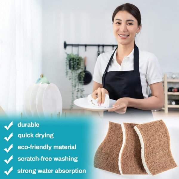 10PCS Natural Sponges for Dishes - Biodegradable Sponges Kitchen Eco Friendly Dish Sponge Non-Scratch Sponges for Cleaning Kitchen - Image 4