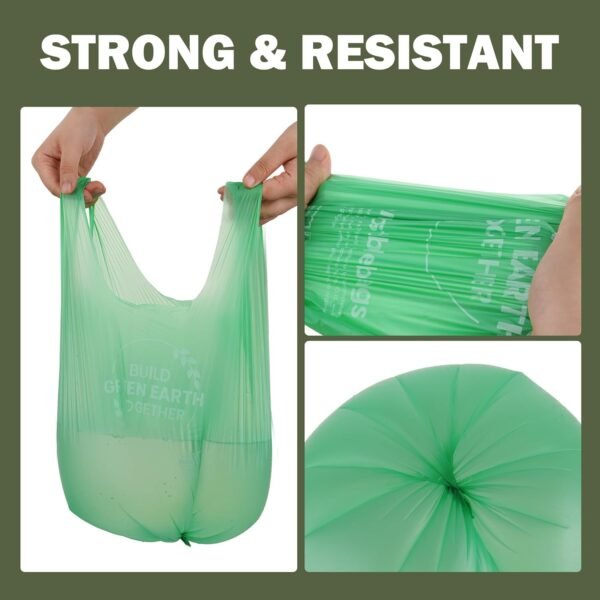 Compost Handle Bags 1.6 Gallon 6Liter Extra Thick 0.6 Mils Compostable Food Scrap Waste Bags with US BPI ASTM D6400 and Europe OK Compost Home Certified Pink 80 Couts - Image 4