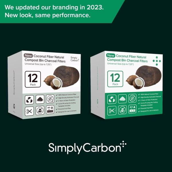 Biodegradable Natural Filter - 2 Years Supply for Kitchen Compost Bins - Longer Lasting Activated Charcoal - Universal Size Fits All Compost Bins up to 7.25" Filter Size - Replacement Set of 12 - Image 7