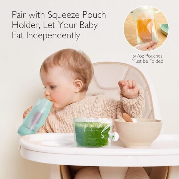 Momcozy Reusable Baby Food Pouches for Toddlers,BPA Free Plastic,Food Safe,Freezer Safe,Refillable for Applesauce Yogurt & Puree Squeeze Pouch,10 Packs,5oz - Image 6