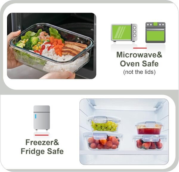 BAYZZ Glass Food Storage Containers Set, 24 Pieces Airtight Glass Meal Prep Containers with Lids,Microwave and Freezer Safe - Image 4