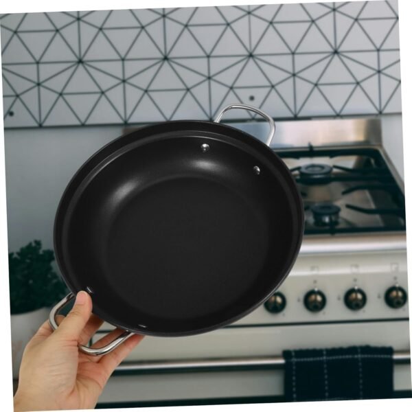 Ciieeo Large Capacity Shallow Soup Hot Pot Frying Pans Stove Top Griddle Oven Steel Pans for Cooking Dish Drying Rack Fryer Griddle Pans Shallow Cookware Deep Frying Pot Steel Wok Iron - Image 7