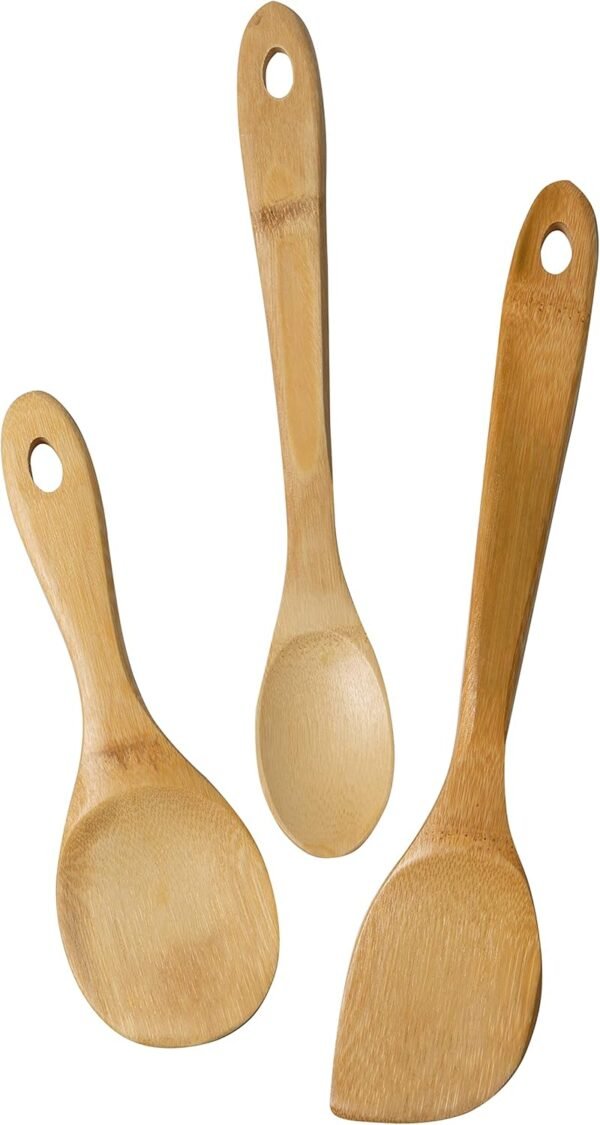 Joyce Chen Burnished Bamboo Wok Utensils, 3-Piece Stir Fry Set