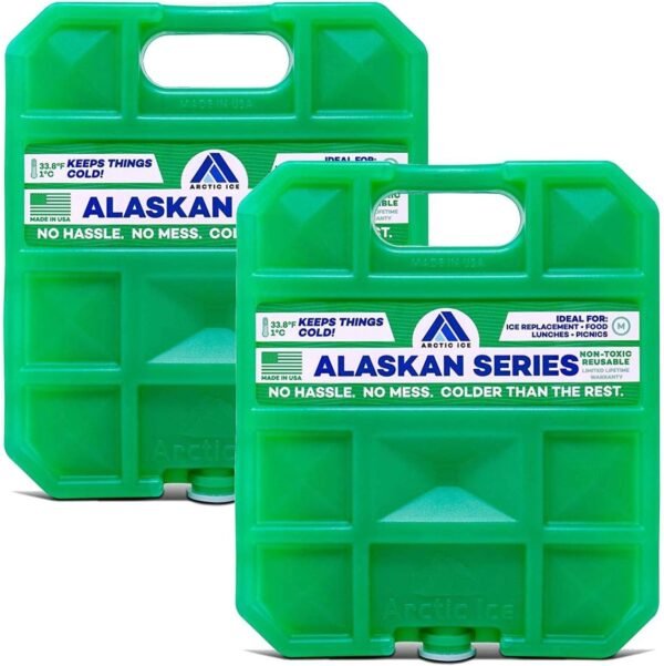 Arctic Ice Alaskan Series Reusable Ice Pack for Coolers, Lunch Boxes, Camping, Fishing, Hunting and More, Freezes at 33.8F (2-Pack) (2.5 LB - Large)